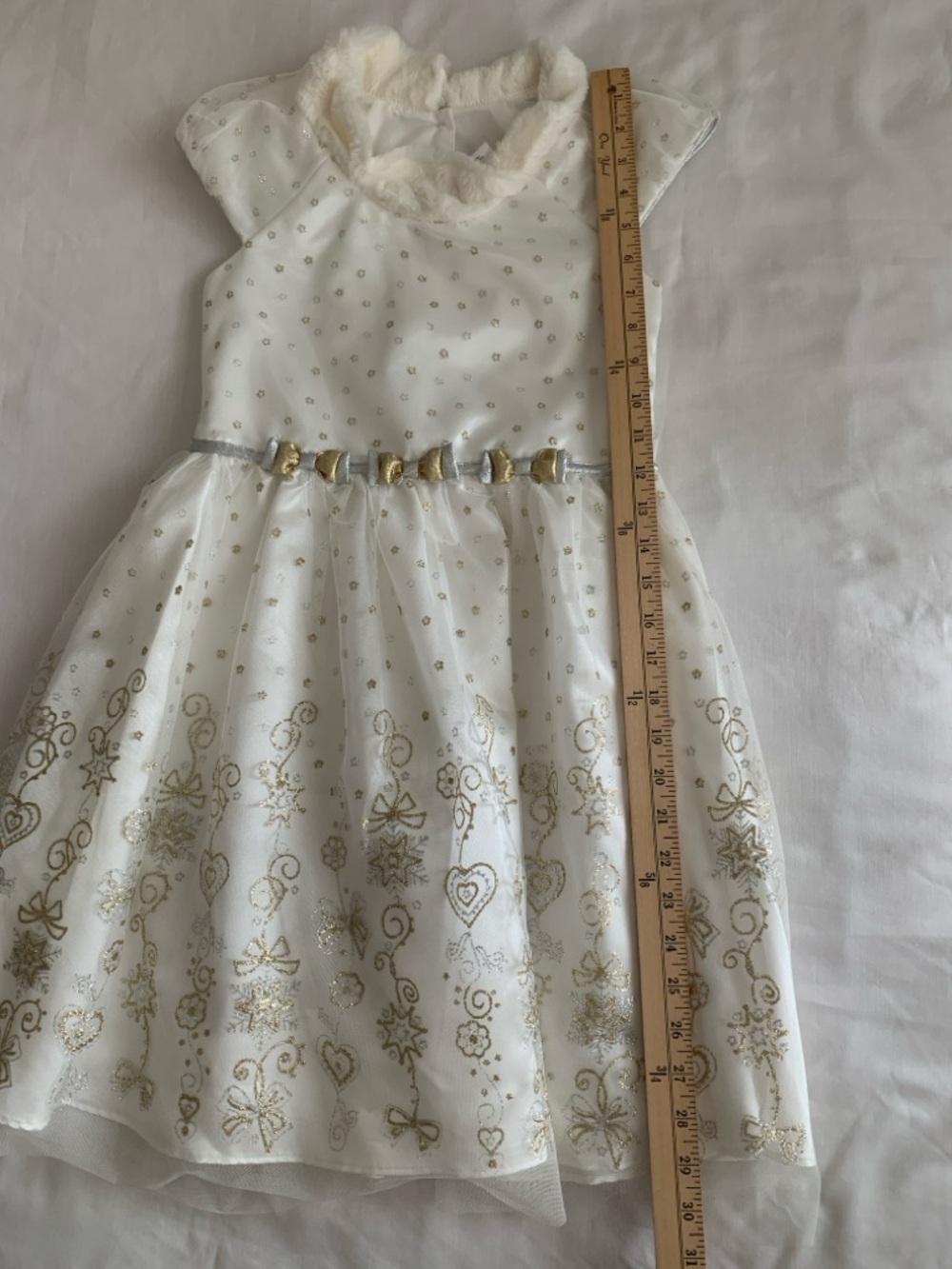 Jona Michelle Style CO3377: Ivory Gold Glitter Snowflake Dress - Picture 8 of 12
